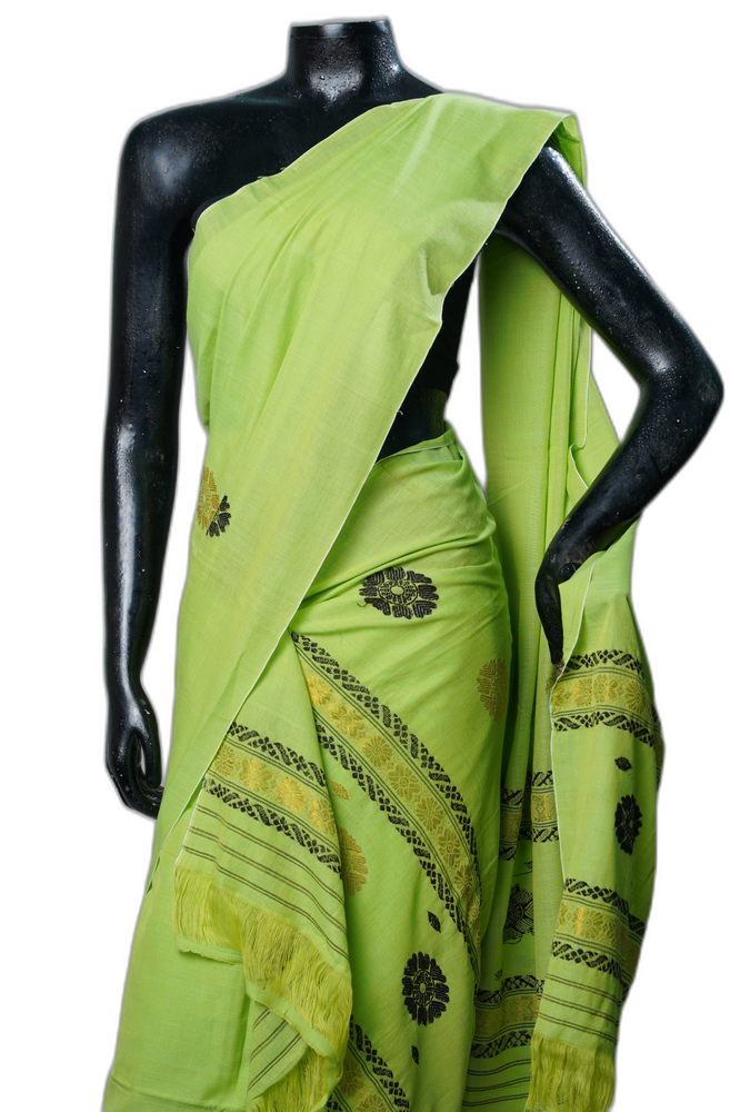 Masrize Cotton Sador Mekhela Set – Leaf Green