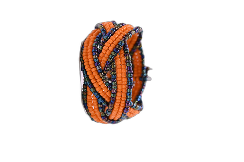 Cufflink Glass Bead Bangles – Orange & Multicolor