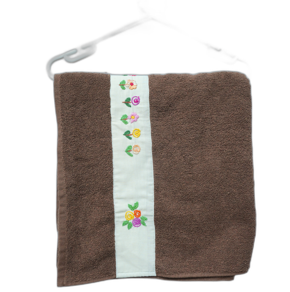 Hand Embroided Bath Towel (Mud Brown)