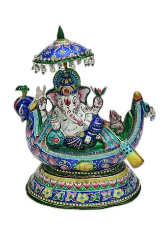 Serene Gulabi Meenakari Resting Ganesh