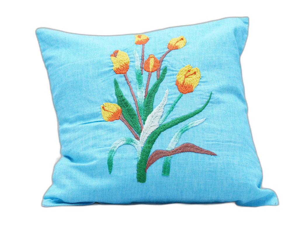 Hand Embroided Floral Cushion Cover