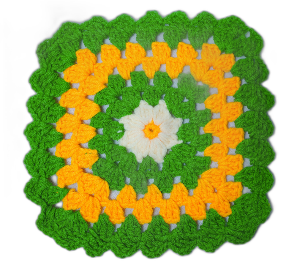 Hand Crochet Small Table/Pot Mat – Yellow and Green