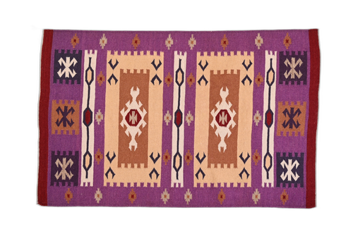 Varanasi Woolen Carpet – Purple with Beige & White Stripe Carpet