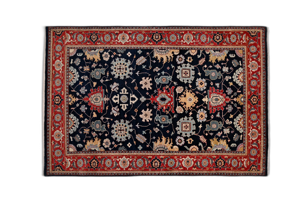 Handmade Navy Blue & Red Tabriz Carpet