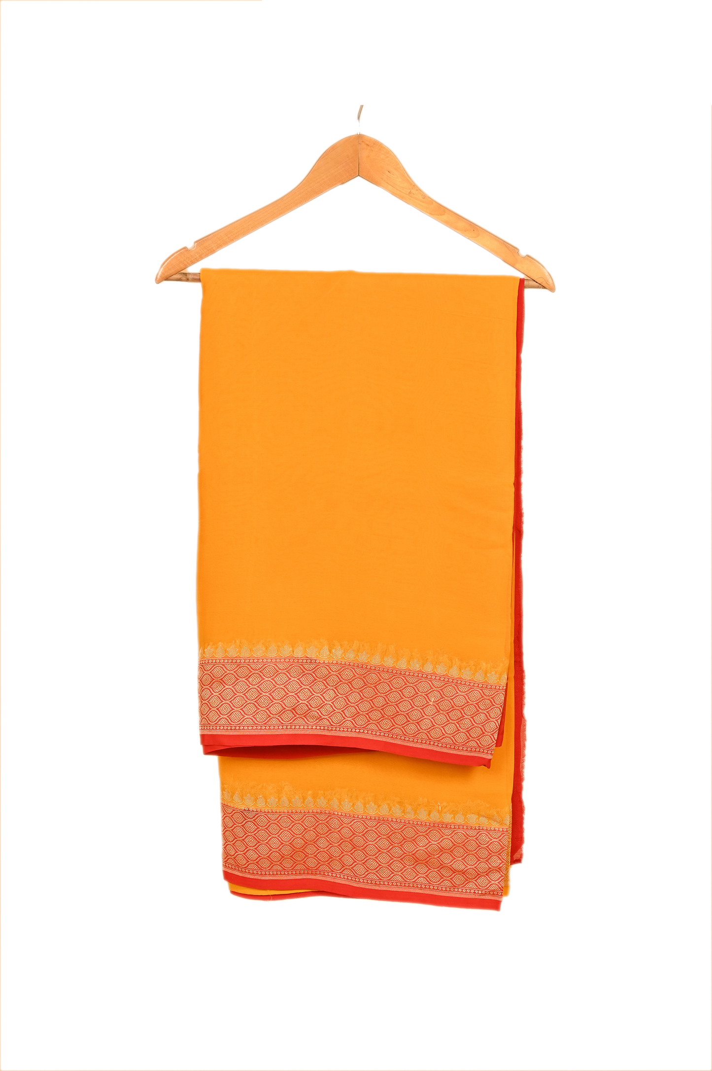 Orange Red Chiffon Silk Saree