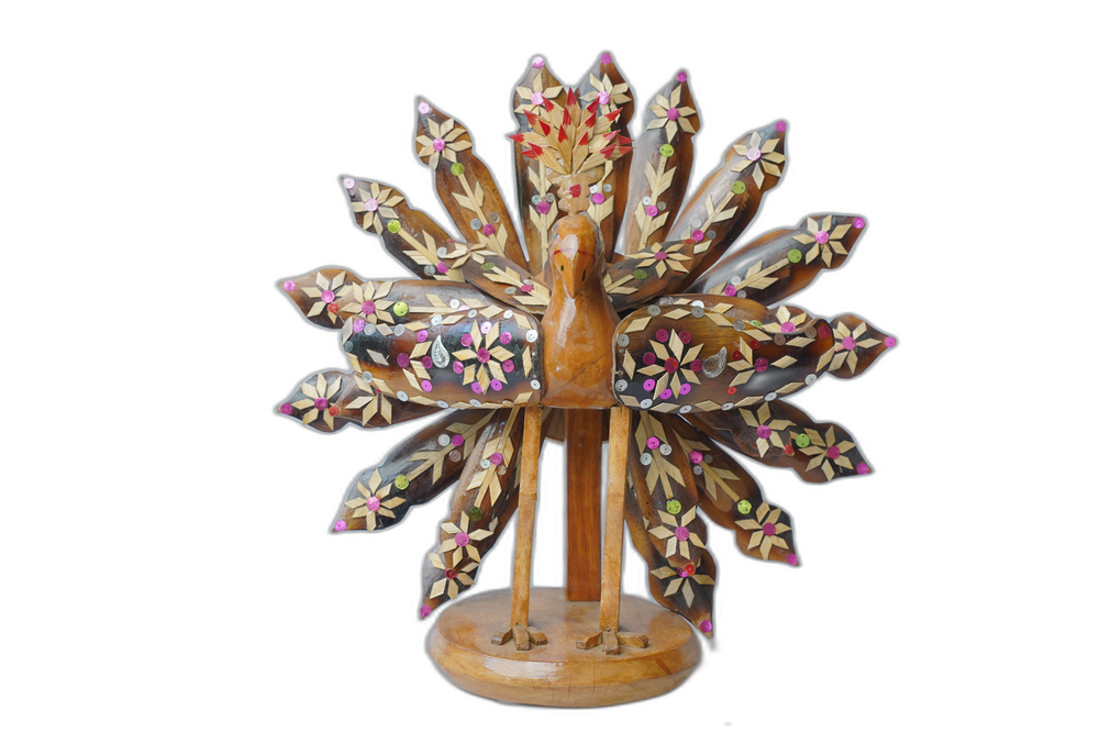 Handcrafted Wooden Peacock Décor