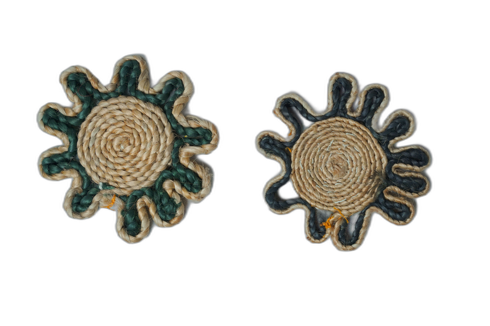 Handwoven Jute Coaster Mats – Set of 6 (Flower Shape)