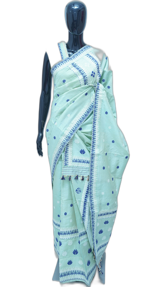 Toss Pat Sador Mekhela with Eri Silk – Light Colo