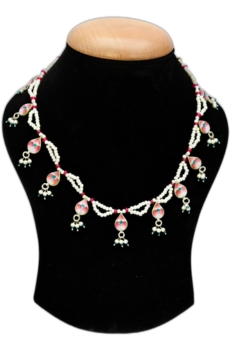 Gulabi Meenakari Necklace