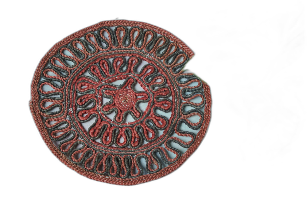 Handwoven Jute Place Mat – Maroon, Circular