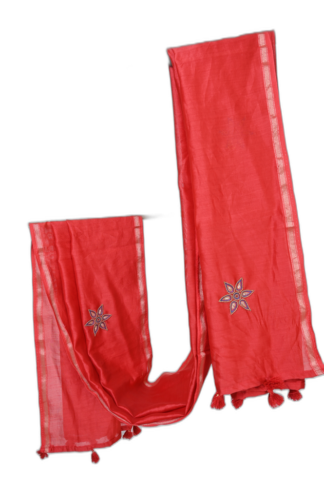 Hand Embroidered Zardozi Dupatta – Red