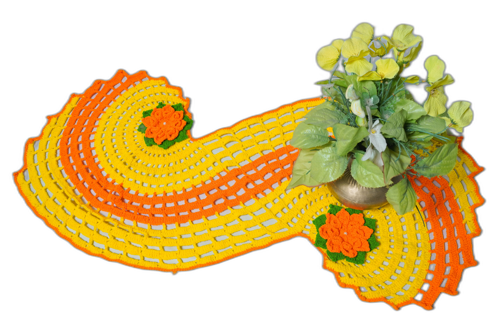 Hand Crocheted Table Runner – Orange and Yellow