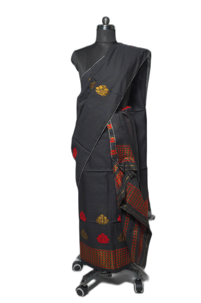 Handmade Pure Nuni Paat Sador Mekhela – Black