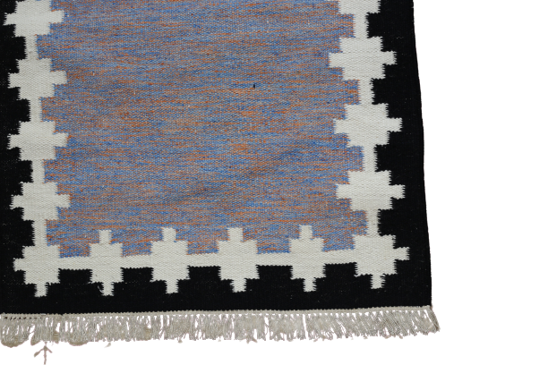 Black & Multicolour Hand-Knotted Wool Carpet