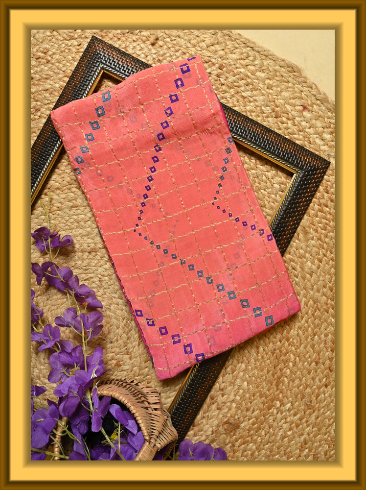 Zari Block Print Crepe Silk Duppatta