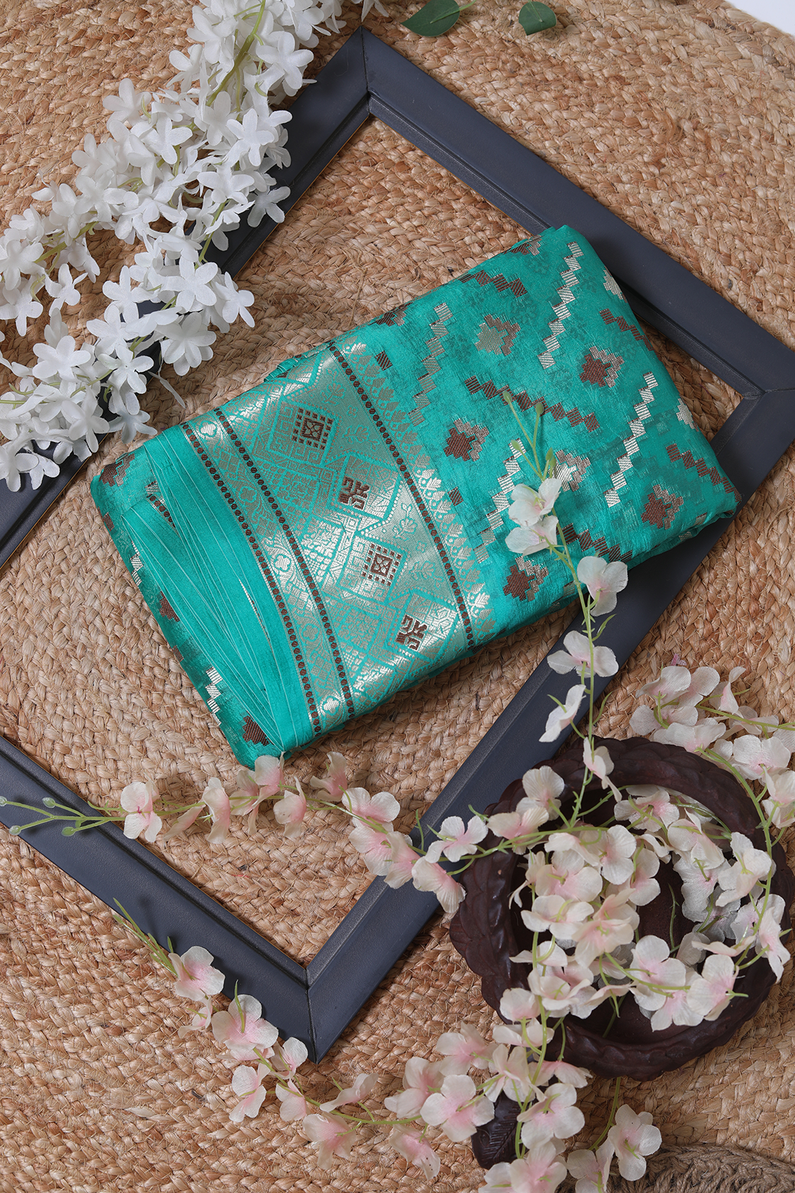 Blue Kataan Silk Patola Jaal Saree - Exquisite Handwoven Luxury