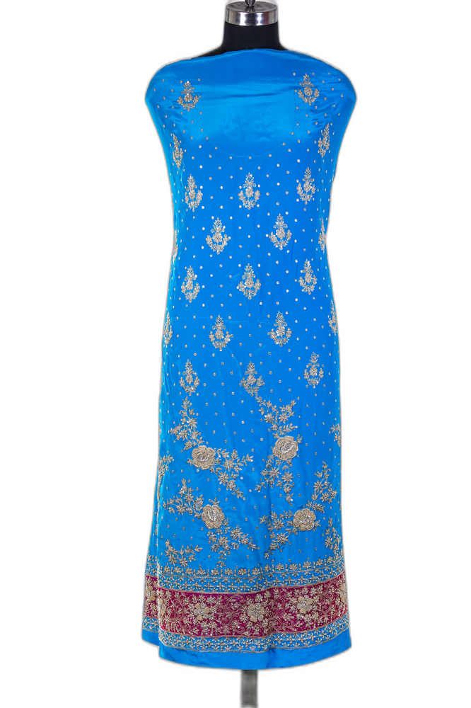 Powder Blue Unstitched Suit – Half Crepe Fabric
