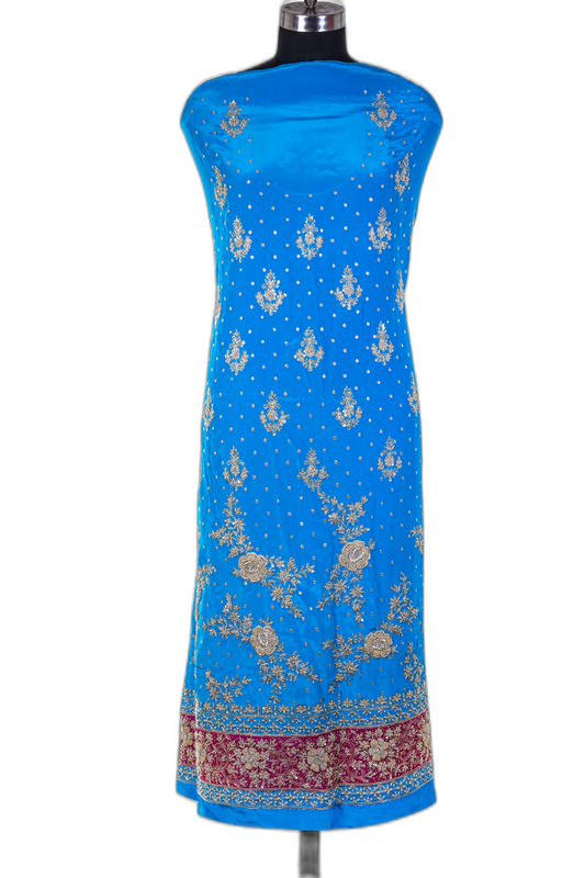 Powder Blue Unstitched Suit – Half Crepe Fabric