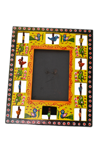 Hand-Painted Wooden Photo Frame – Yellow