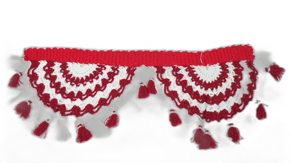 Handmade Red & White Woolen Wall Art