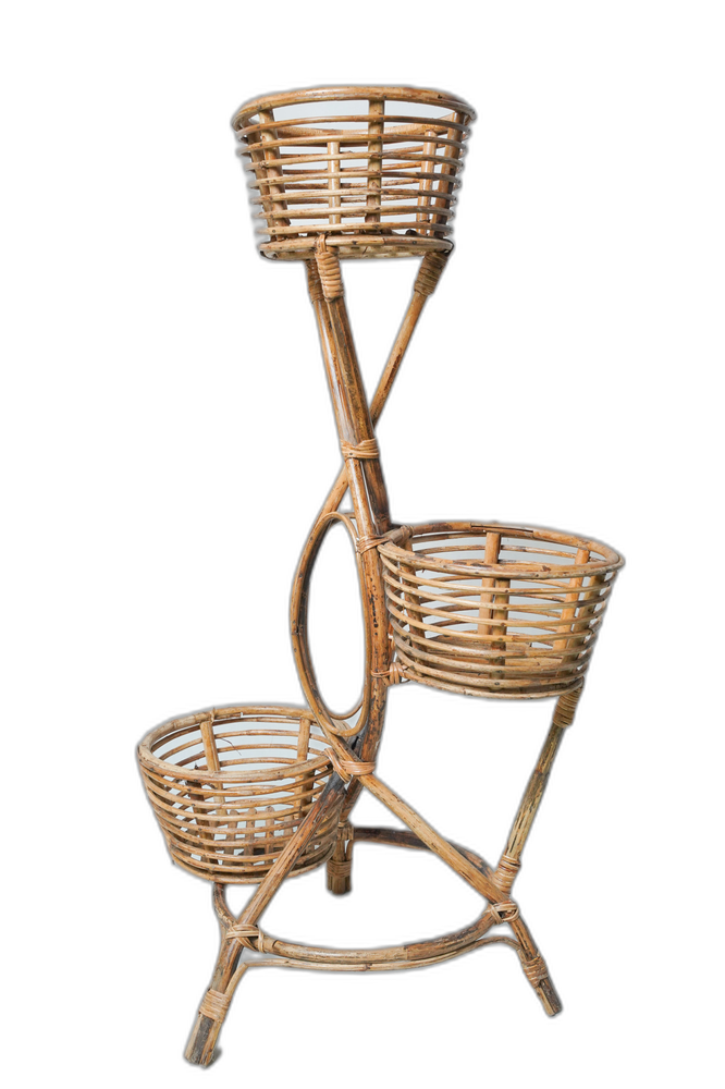 Cane 3-Pot Flower Stand