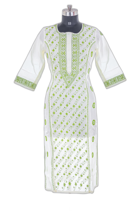White and Green Kurta