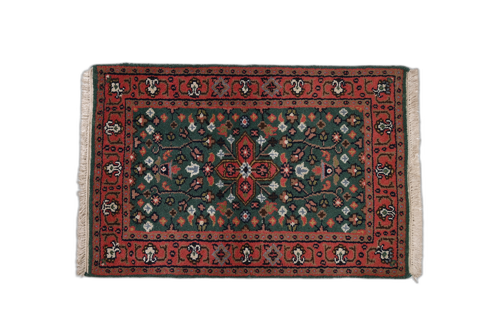 Handmade Maroon and Green Carpet