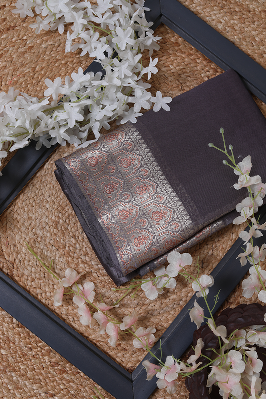 Black Meena Jaal Dupion Silk Saree - Elegant Handwoven Luxury