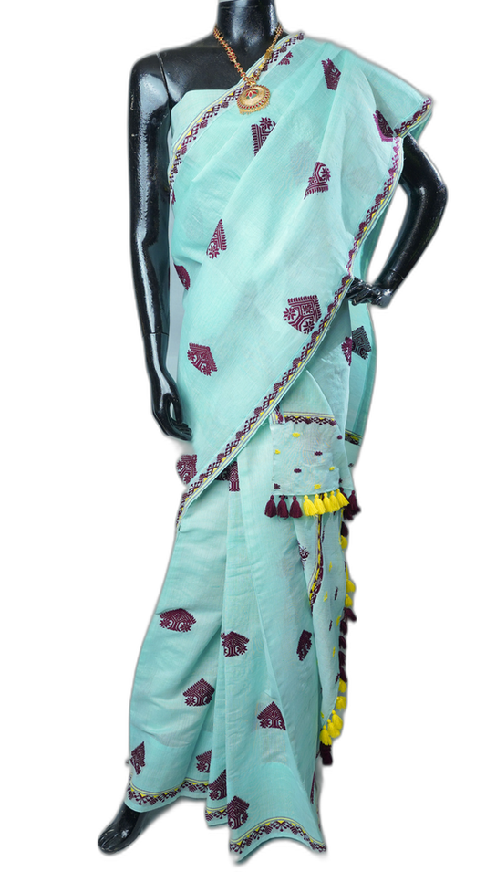 Light Blue Mekhela Sador