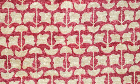 Red & Gold Silk Wool Carpet