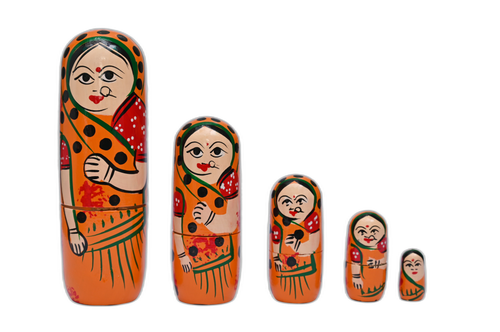 Indian Doll Set (Set of 5) - Handcrafted by OM Handicrafts