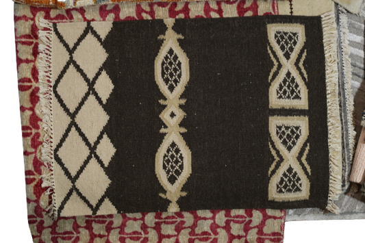 Black & Gold Hand-Knotted Wool Carpet