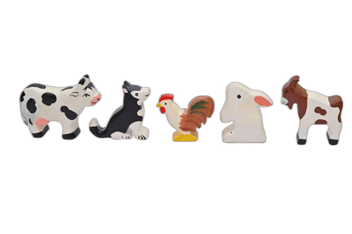 Handcrafted Wooden Farm Animal Toy Set
