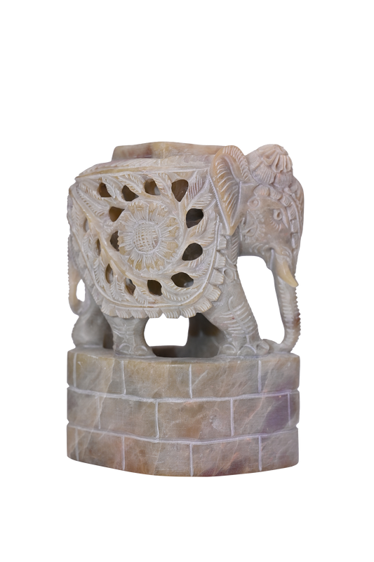 Elephant Candle Holder Handcrafted Stone Sculpture