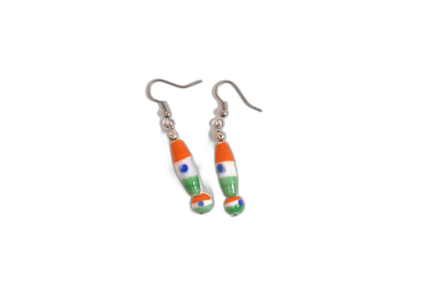 Tricolor Pride Glass Bead Earrings – Handcrafted in Banaras