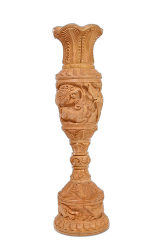 Wooden Carved Flower Vase – Banaras Handcraft