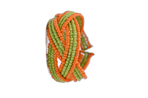 Orange & Green Glass Bead Bangle