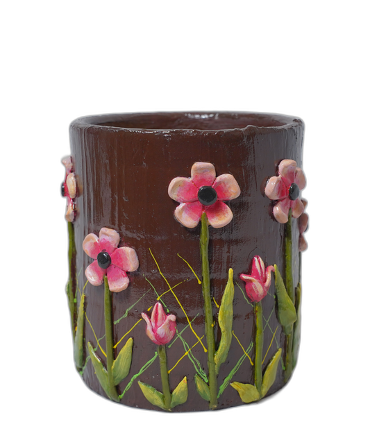 Clay Art Flower Design Pot