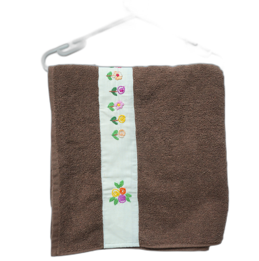 Hand Embroided Bath Towel (Mud Brown)