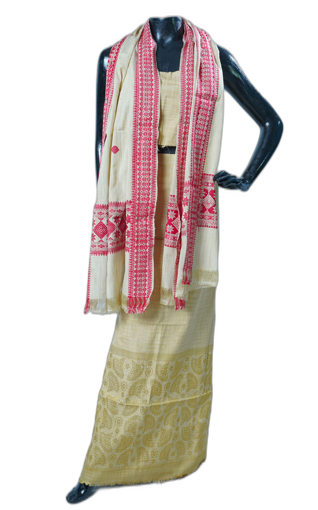 Handloom Assamese Eri Silk Patterned Shawl