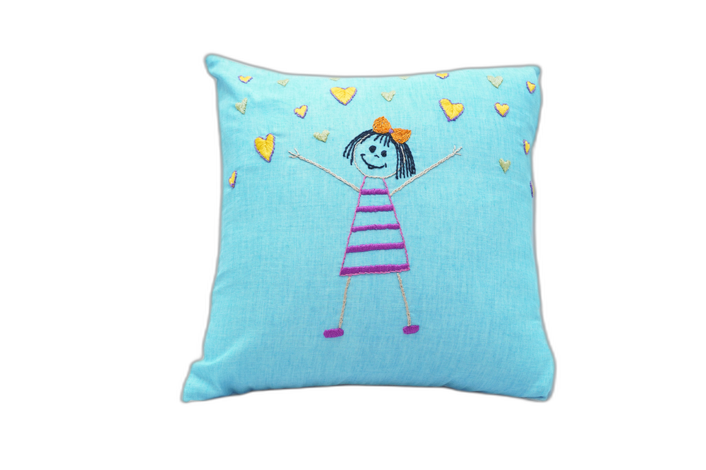 Hand Embroided Cartoon Cushion Cover