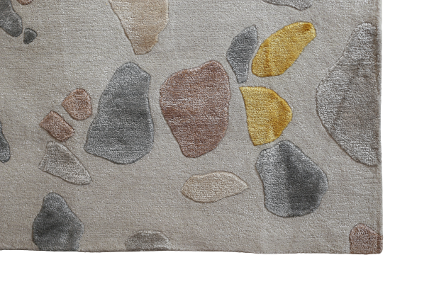 Bubbles and White Silk Hand-Knotted Carpet