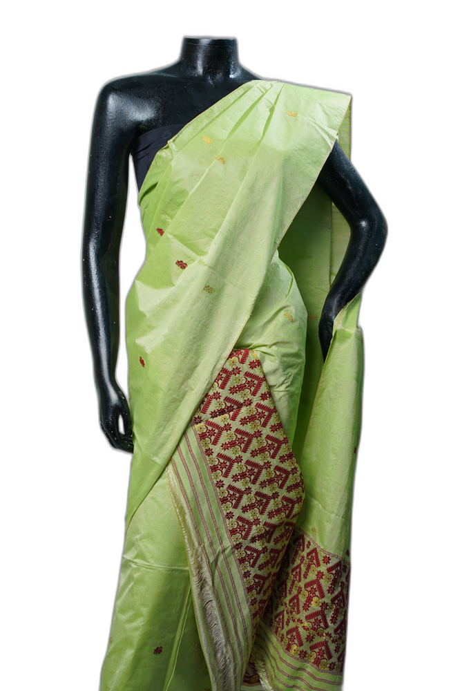Handloom Pure Toss Pat with Nooni Cotton Saree – Green