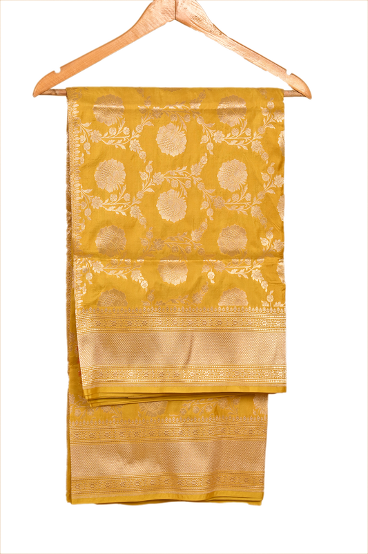 Yellow Jaal Silk Saree