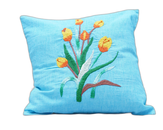 Hand Embroided Floral Cushion Cover