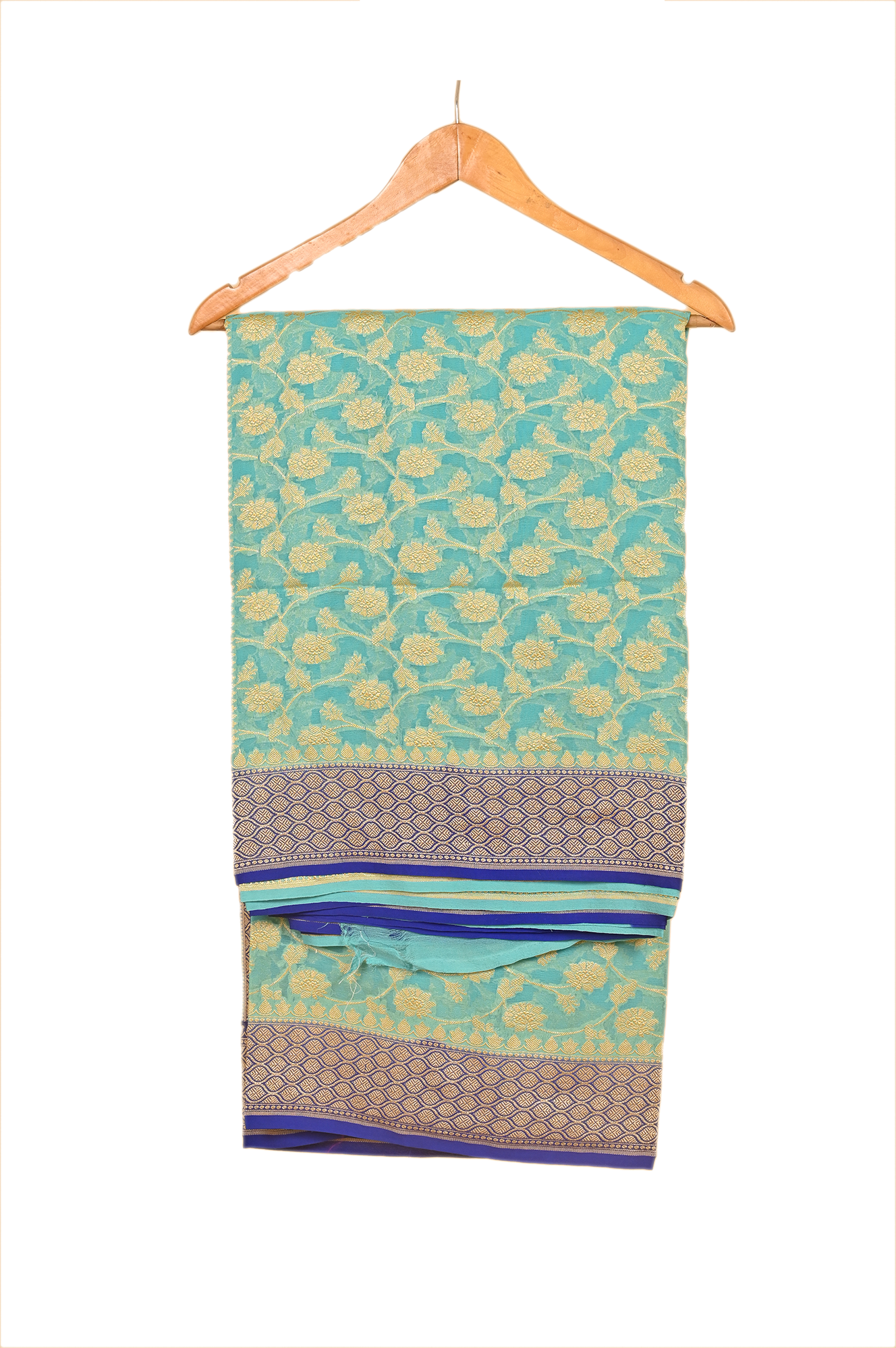 Gorgeous Green Blue Peacock Chiffon Silk Saree