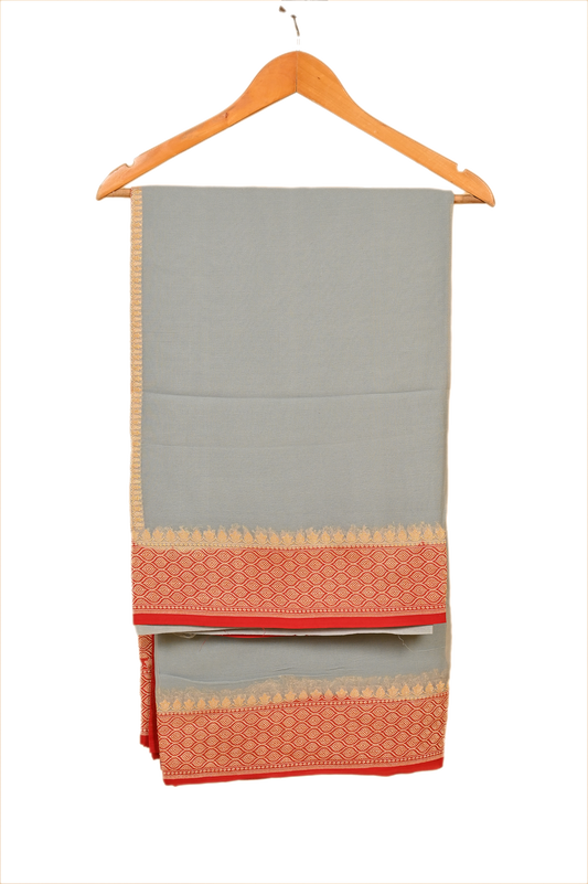 Grey Chiffon Silk Saree