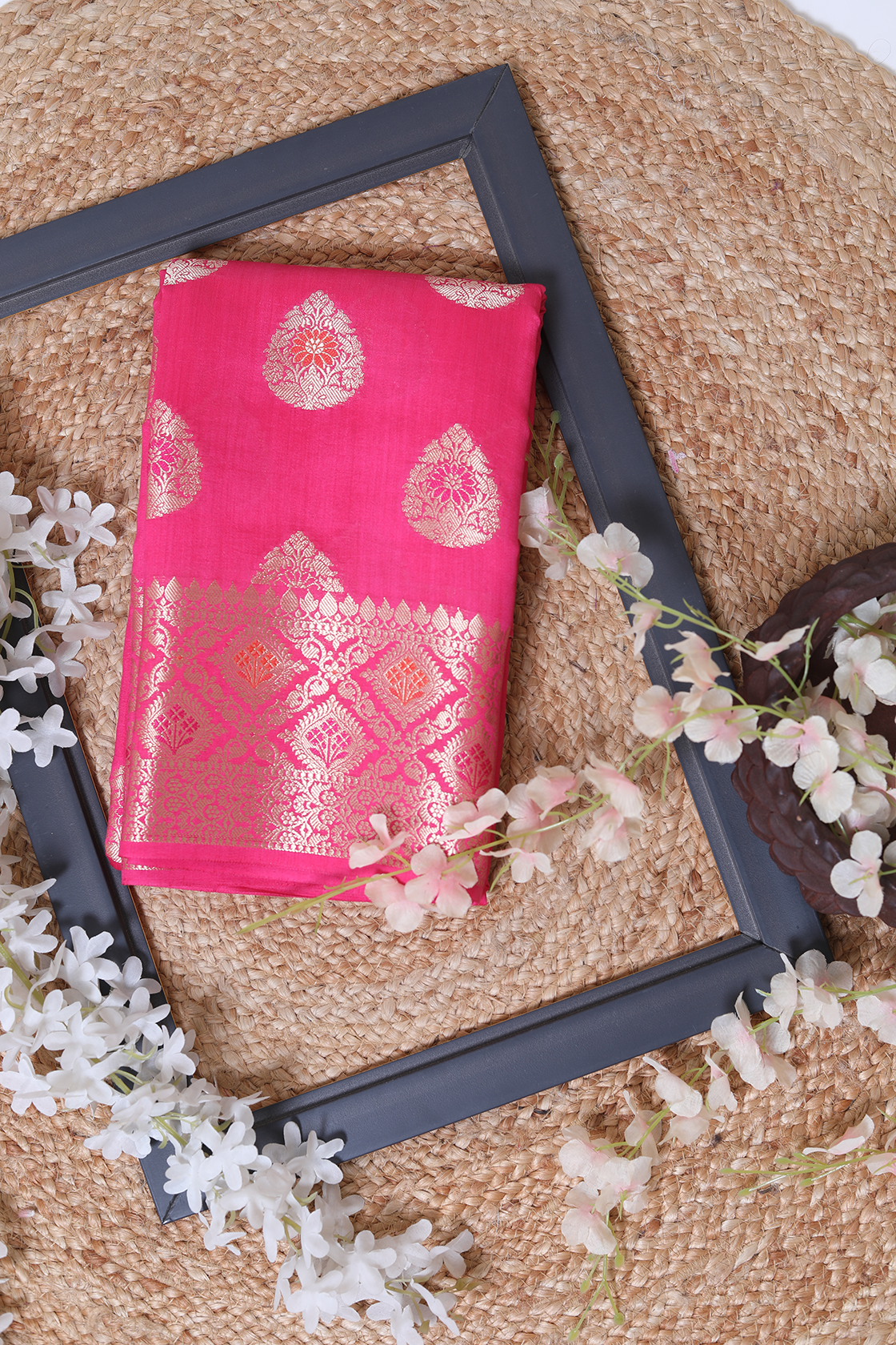 Meena Border Banaras Silk Saree - Handwoven Elegance