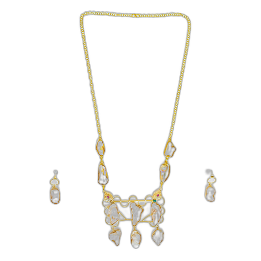 Baroque Pearl Necklace & Earrings Set