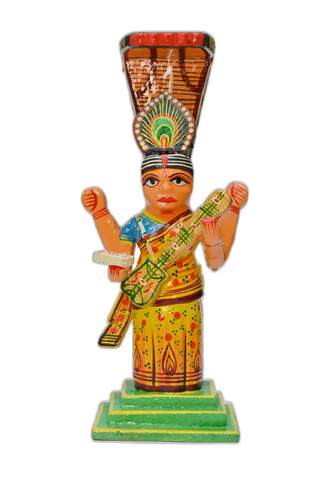 Saraswati Ji Idol – Wooden Lacquerware Toy
